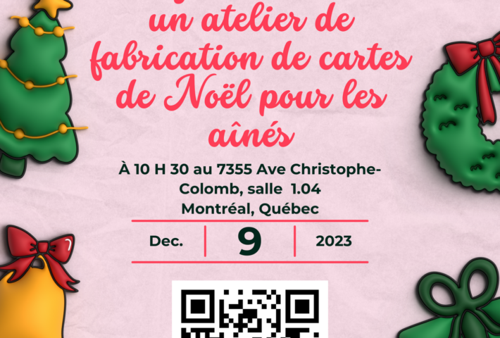 Atelier de fabrication de cartes de Noël pour les aînés (es)
